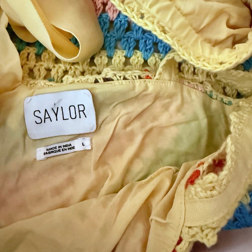 SAYLOR crochet Ronnie SET tank top and skirt chevron knit multicolored L large - Picture 12 of 14